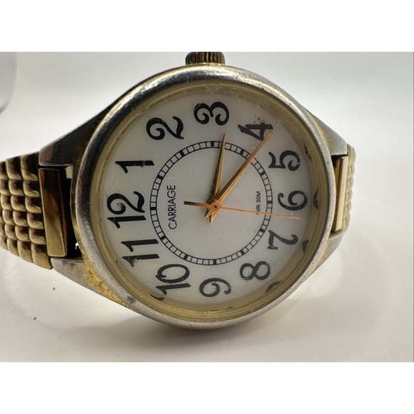 Timex Accessories - Vintage‎ Timex Carriage Watch, Gold-Tone, Stretch Band, Indiglo, WR 30M